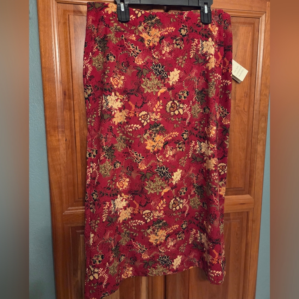 Christopher & Banks Floral Maxi Skirt - Red and Green